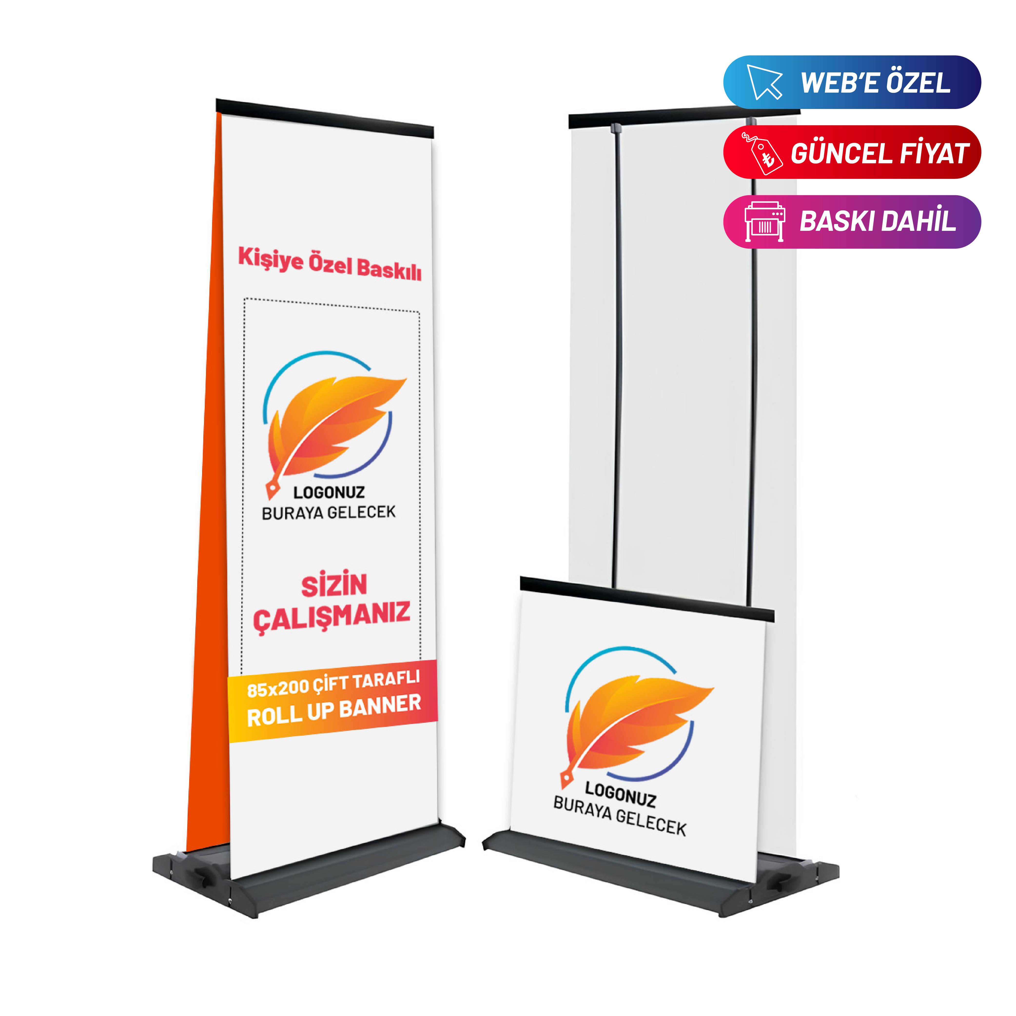 85×200 Cm Çift Taraflı Rollup Banner Pro Model