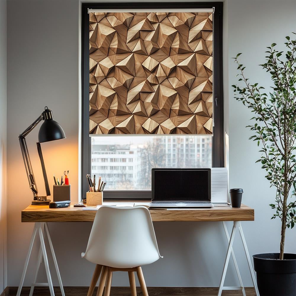Ahşap Üçgen Mozaik 3D Stor Perde