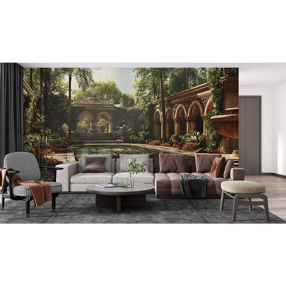 Antik Bahçede Huzur Veren Havuz Duvar Kağıdı