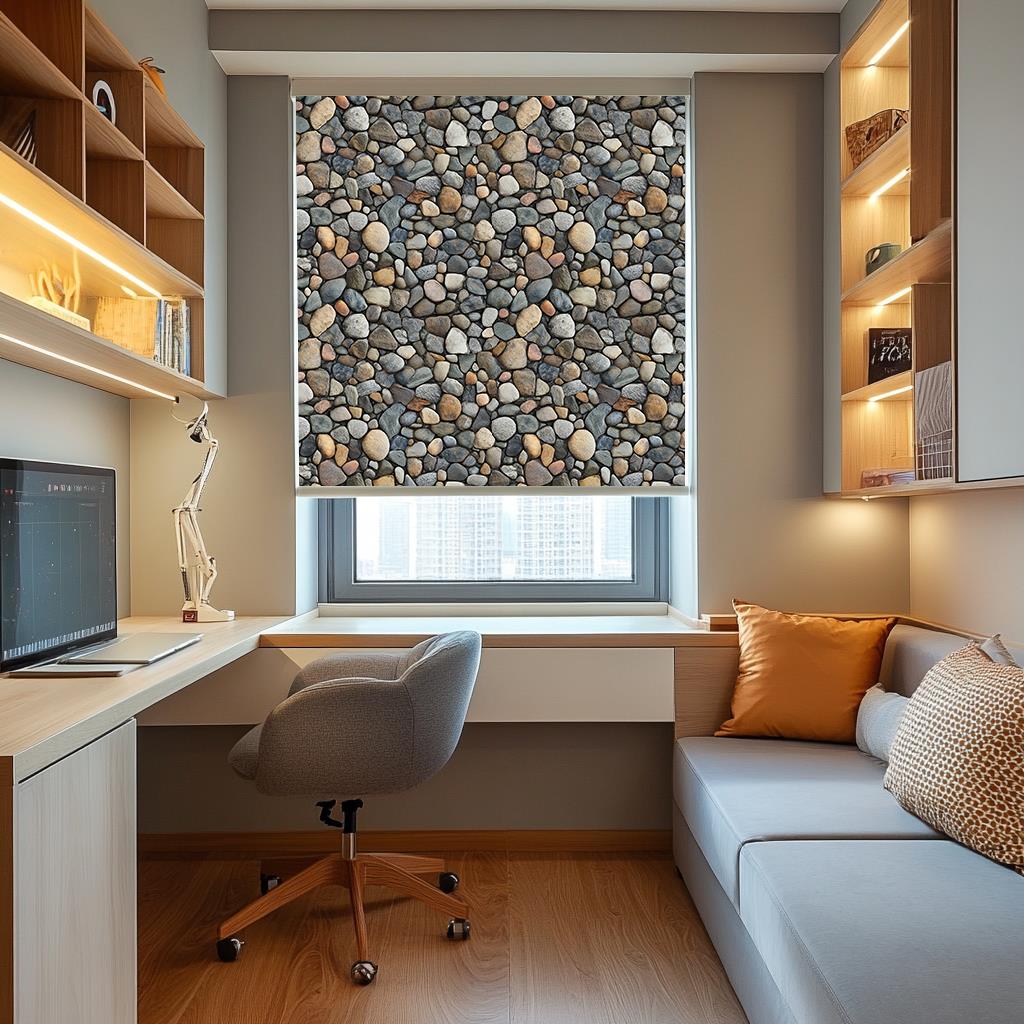 Çakıl Taşı Duvar 3D Stor Perde