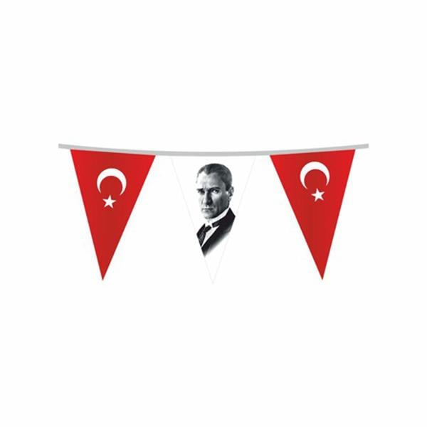 İpe Sıralı Türk Atatürk Bayrağı Üçgen