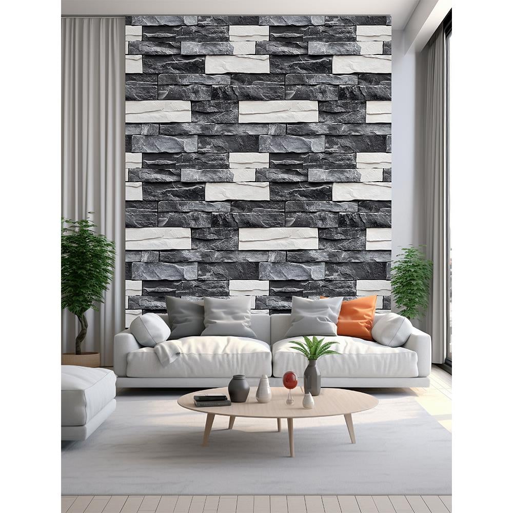 Siyah-Beyaz Mermer Taş Duvar Kağıdı