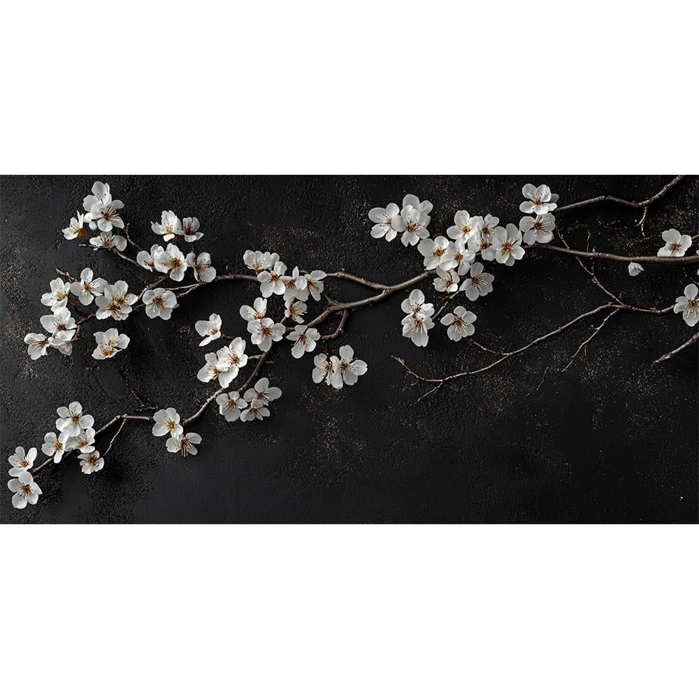 Siyah Üzerinde Beyaz Çiçek Zarafeti Duvar Kağıdı