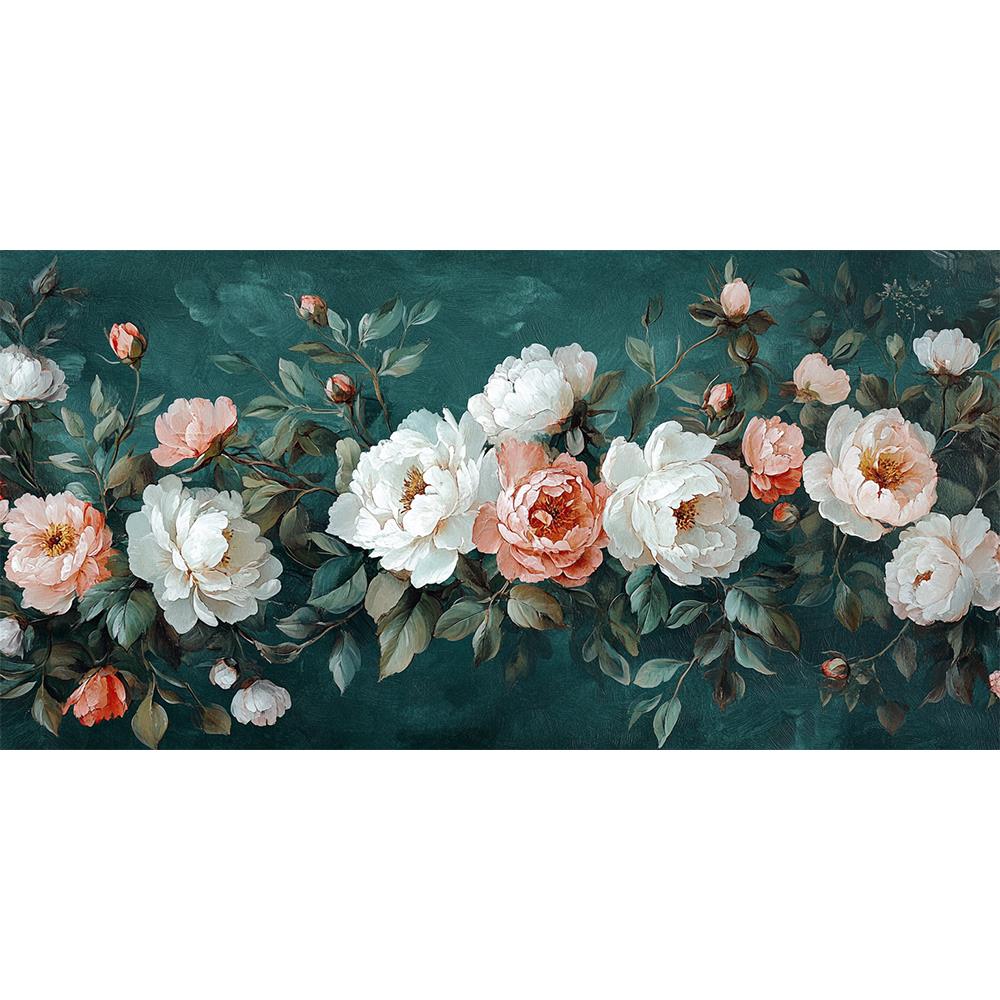 Zarif Beyaz ve Pembe Çiçek Deseni Duvar Kağıdı