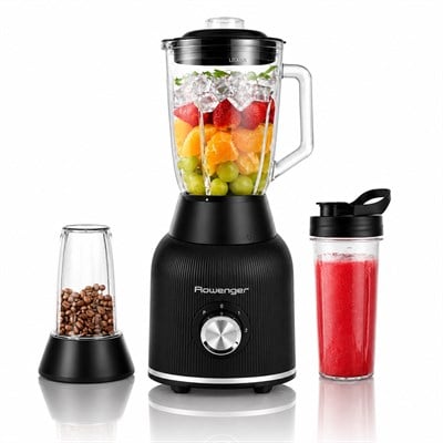 Rowenger 1200 watt Dual Smoothie Blender Kişisel Blender Cam Sürahi Blender Meyve Sıkacağı Siyah