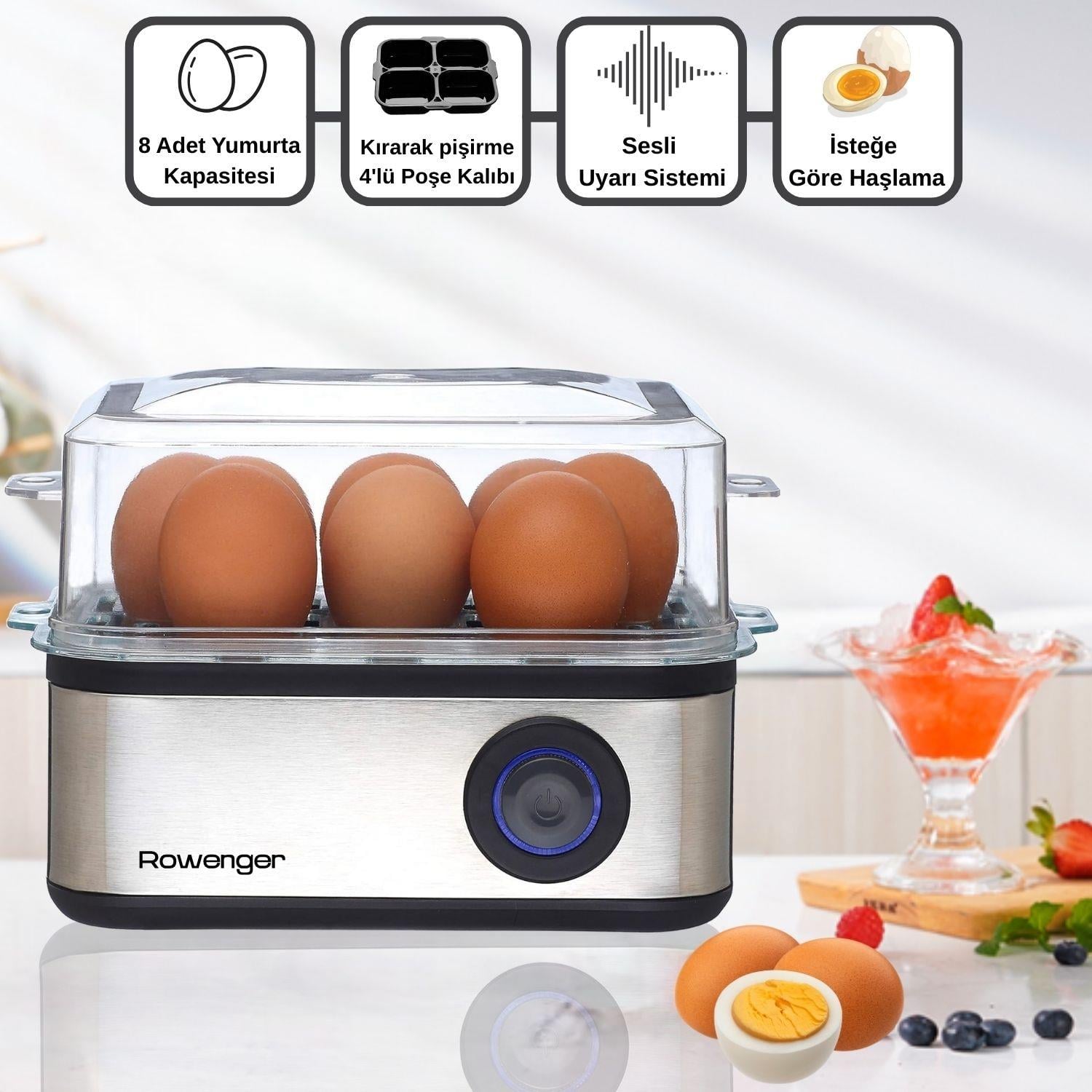 Rowenger 08-EGG 8'li Yumurta Pişirme Makinesı Yumurta Haşlama Makinesı Sesli Uyarı