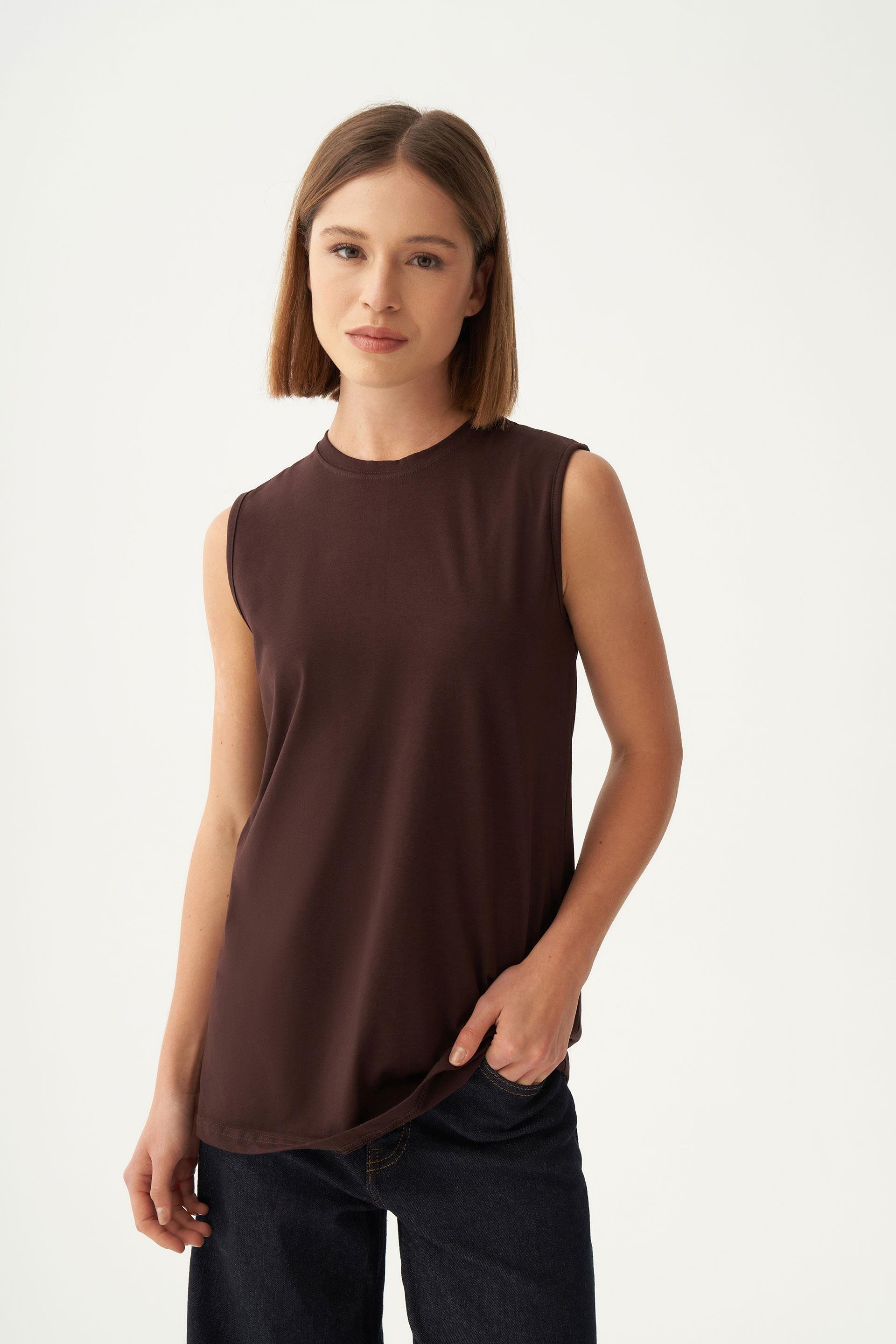 Crew Neck Sleeveless Cotton T-shirt