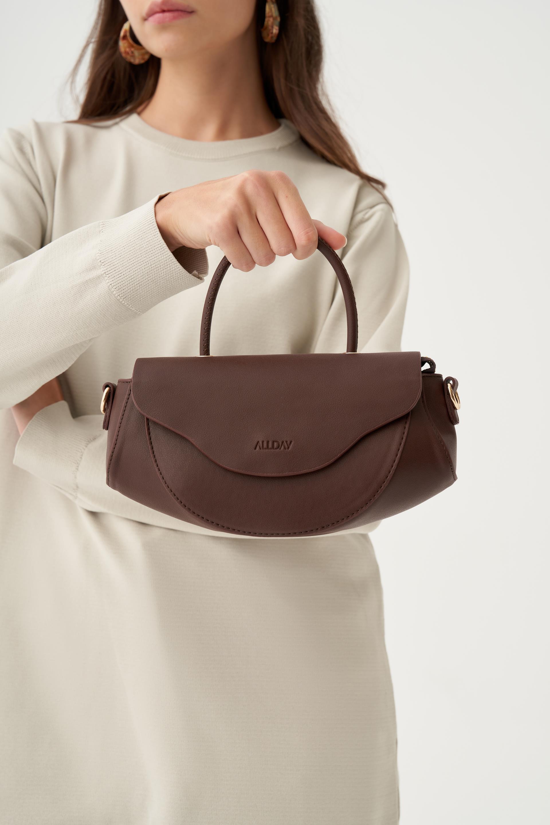 Acı Kahve-Çıtçıtlı Suni Deri El Ve Omuz Çantası