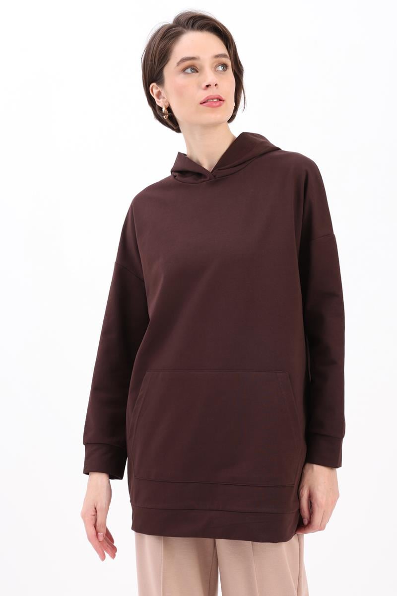 Kangaroo Pocket Hooded Sweatshirt Tunic
