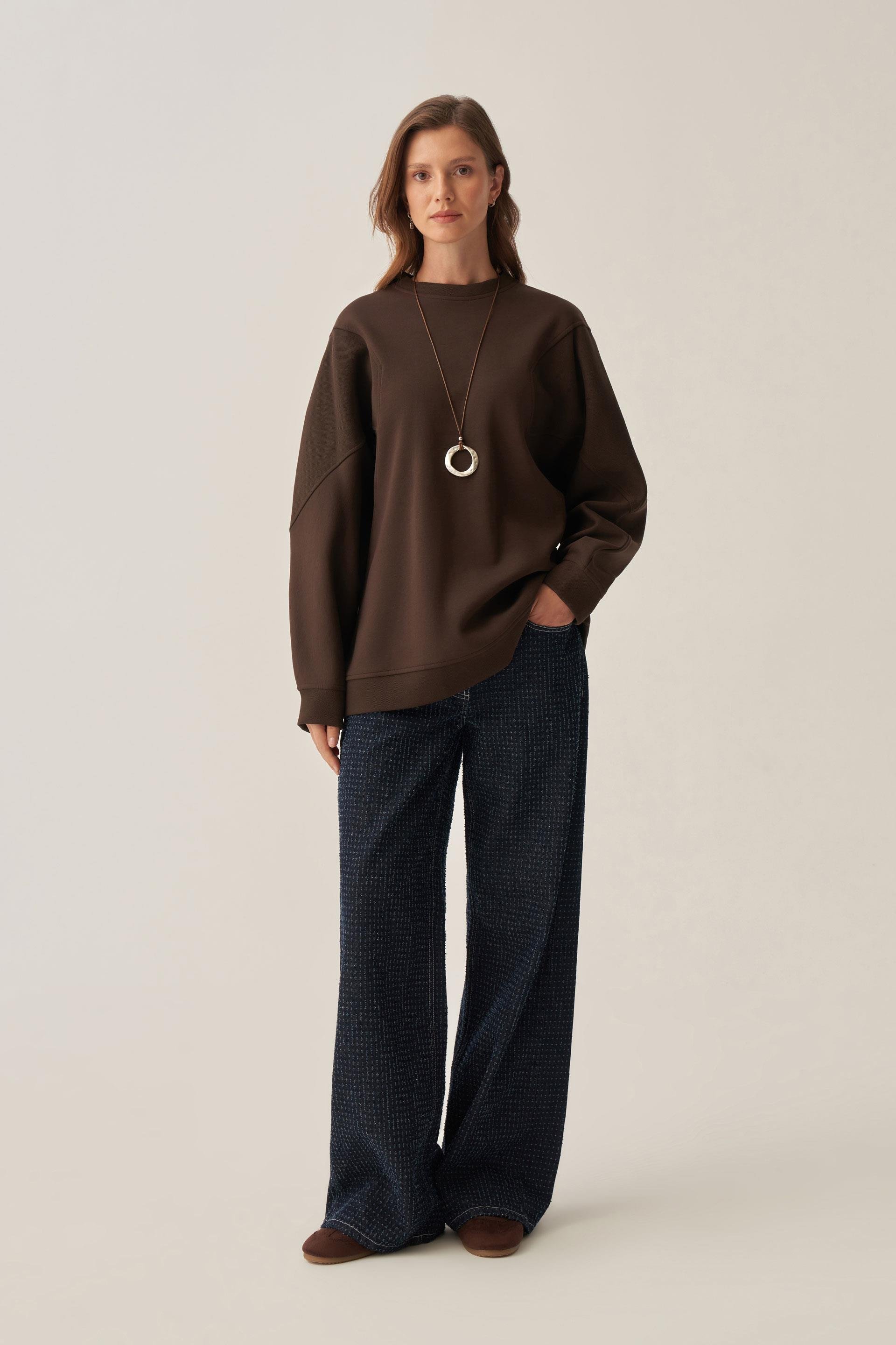 Acı Kahve-Oversize İnterlok Sweat