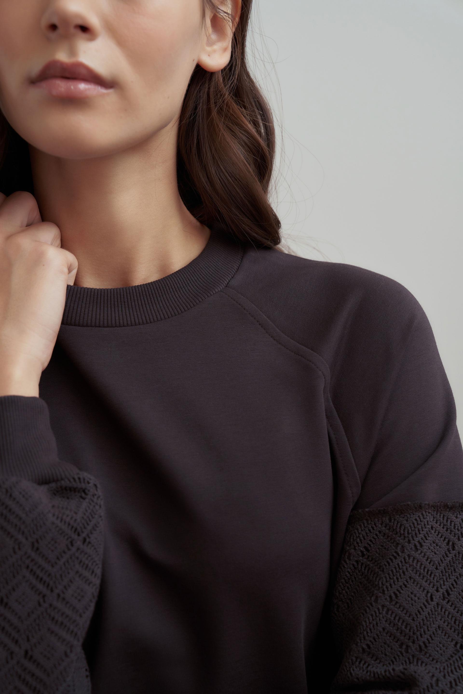 Acı Kahve-Pamuklu Dantel Garnili Eşofman Takımı