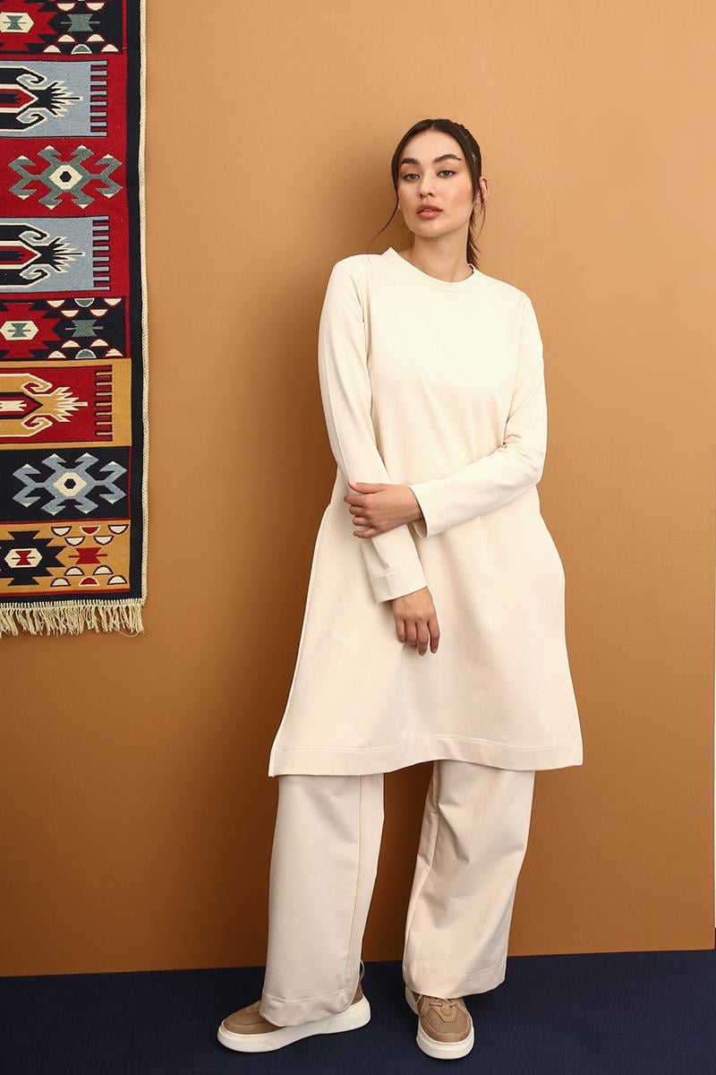 Slit Side Blouse and Pants Outfit Set