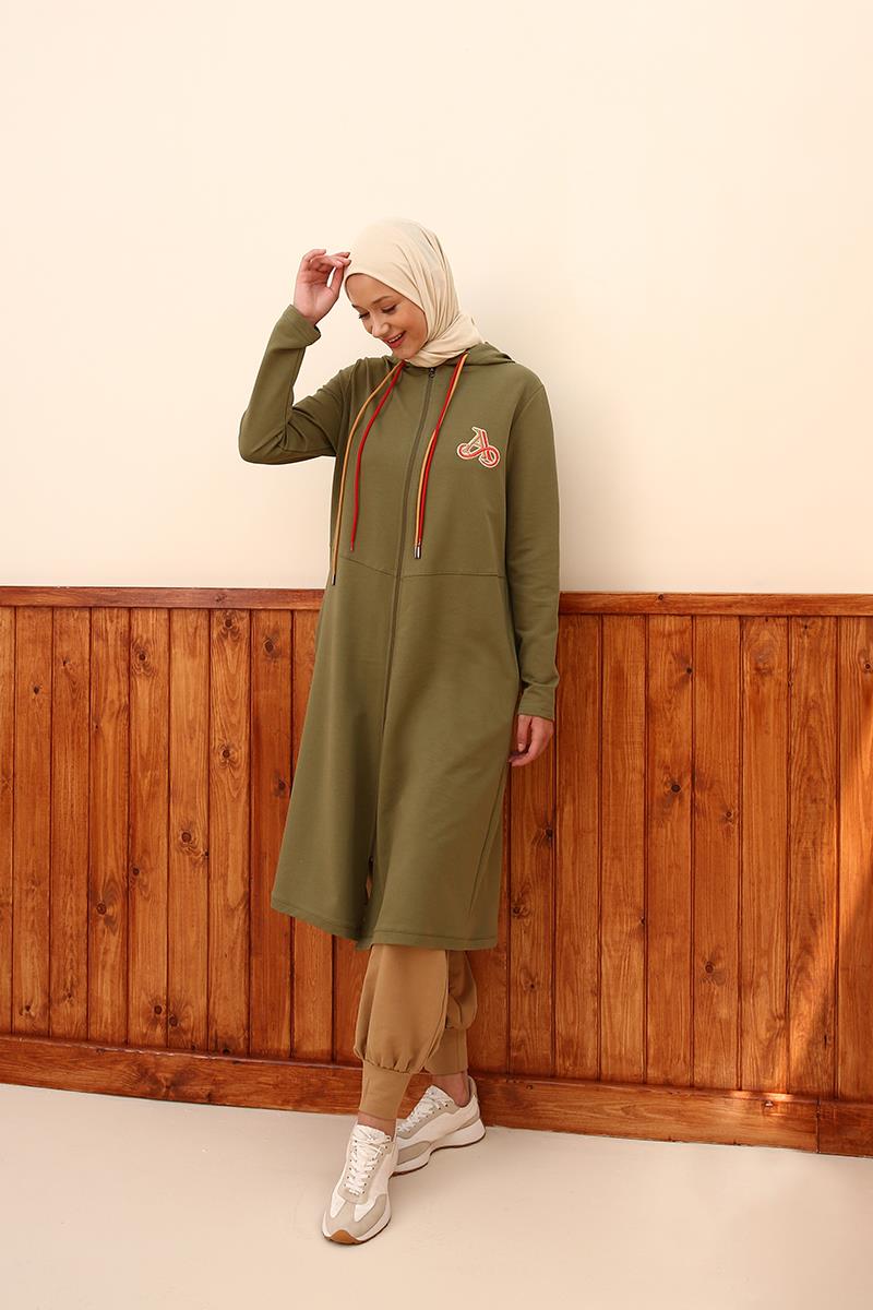 Embroidered Hooded Comfortabele Cardigan