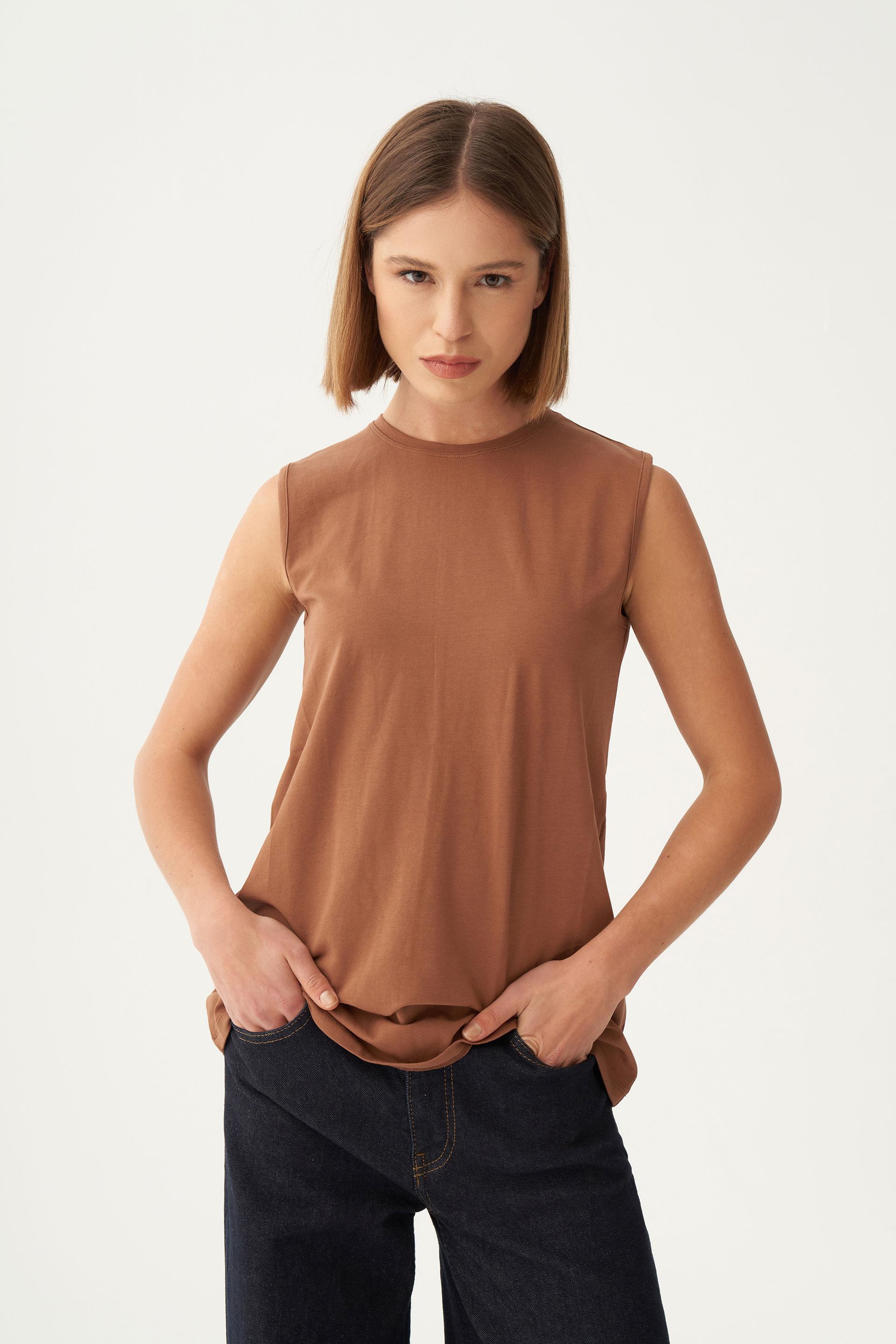 Crew Neck Sleeveless Cotton T-shirt