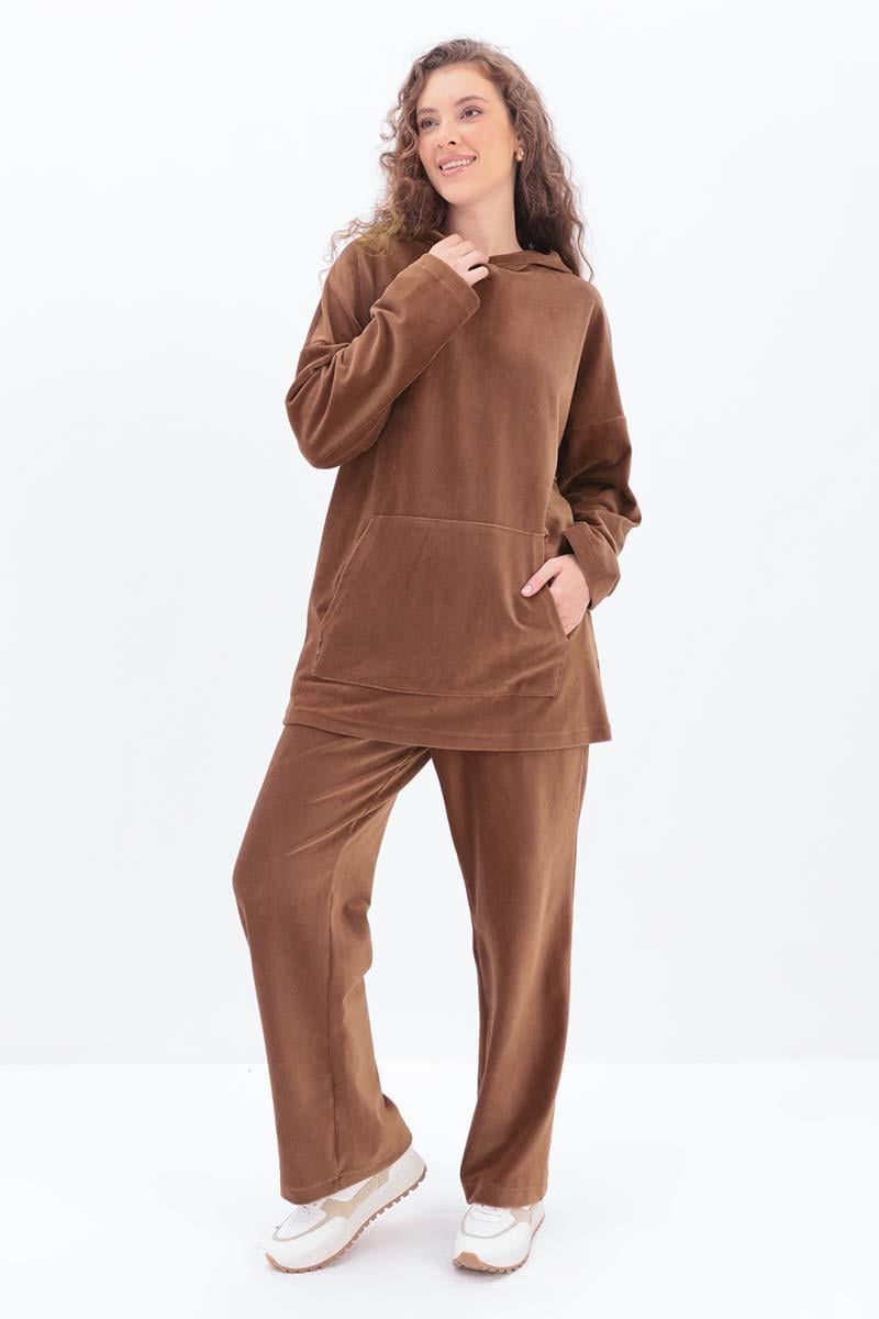 Hooded Kangaroo Pants Suit With Pockets