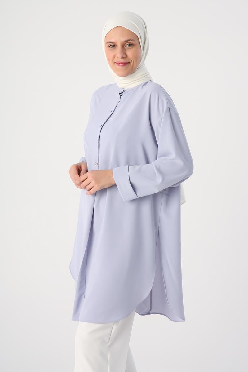 Judge Collar Slit Sleeve Fold Detailed Tunic