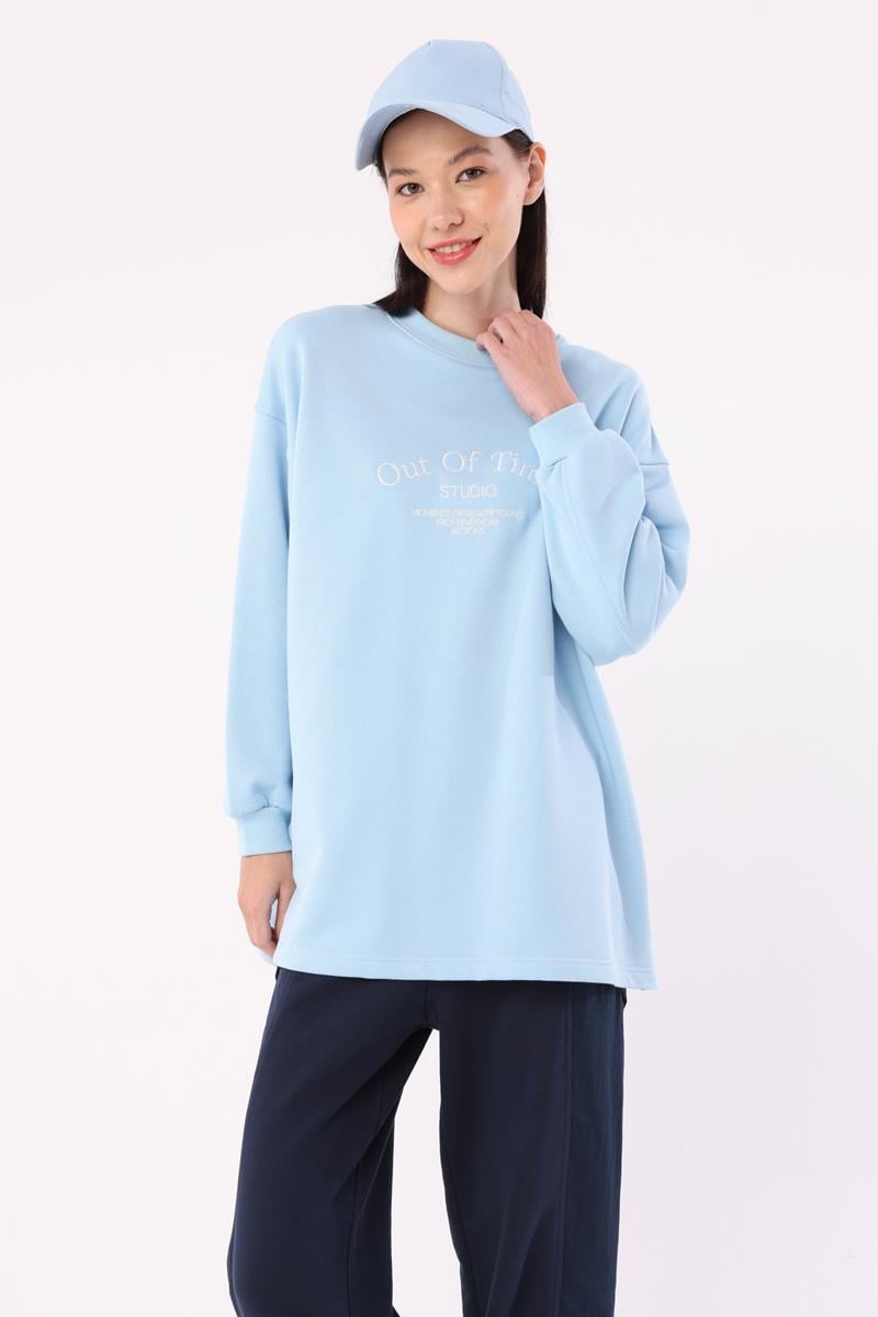 Oversize Nakışlı Sweatshirt