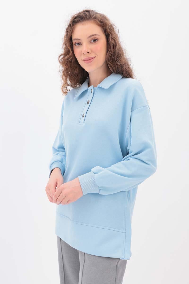 Yanları Fermuarlı Yakalı Sweat Tunik