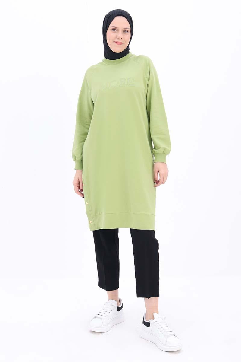 Pamuklu Nakışlı Sweat Tunik