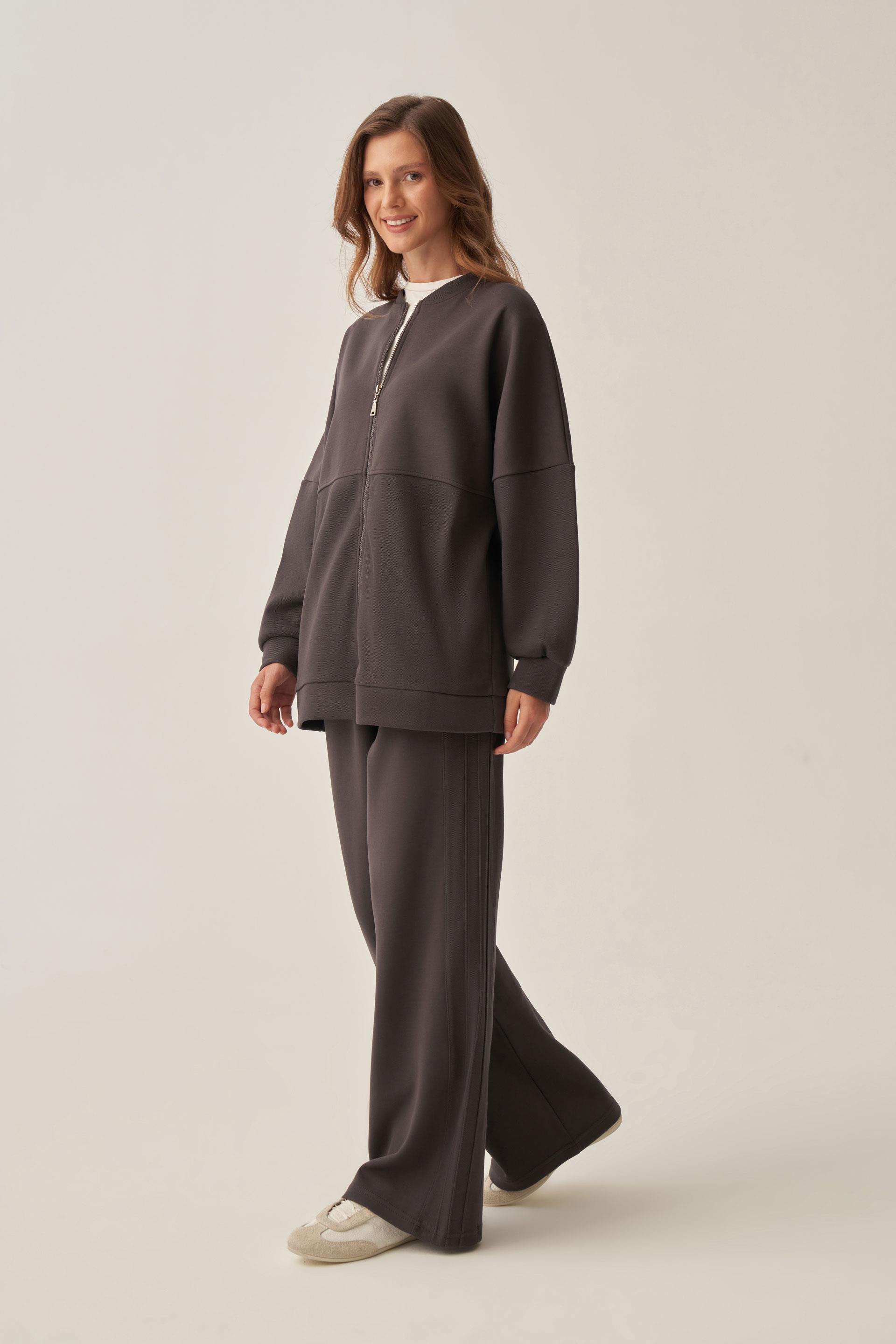 Antrasit-Pike Dokulu İnterlok Eşofman Takımı