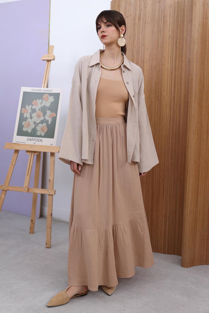 %100 Pamuklu Müslin Kumaş Kloş Etek