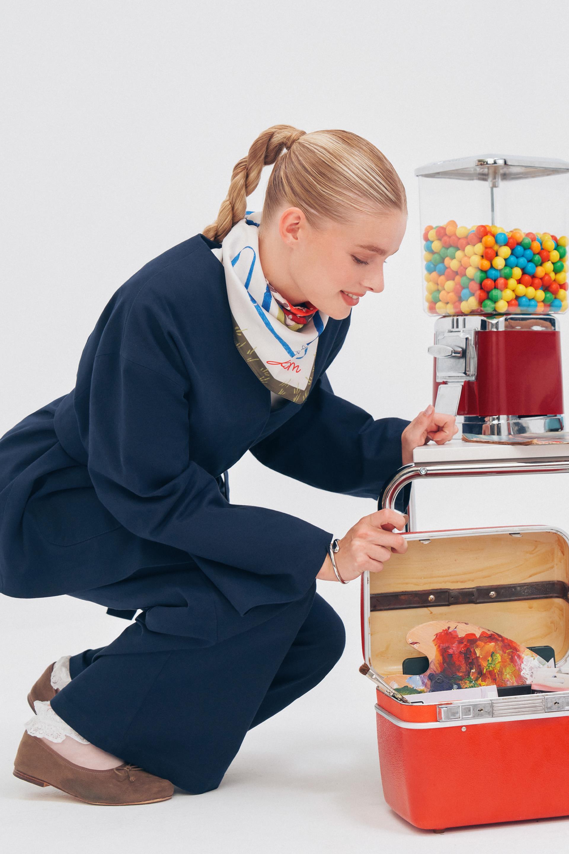 Bej-Desenli Çok Kullanımlı Fular