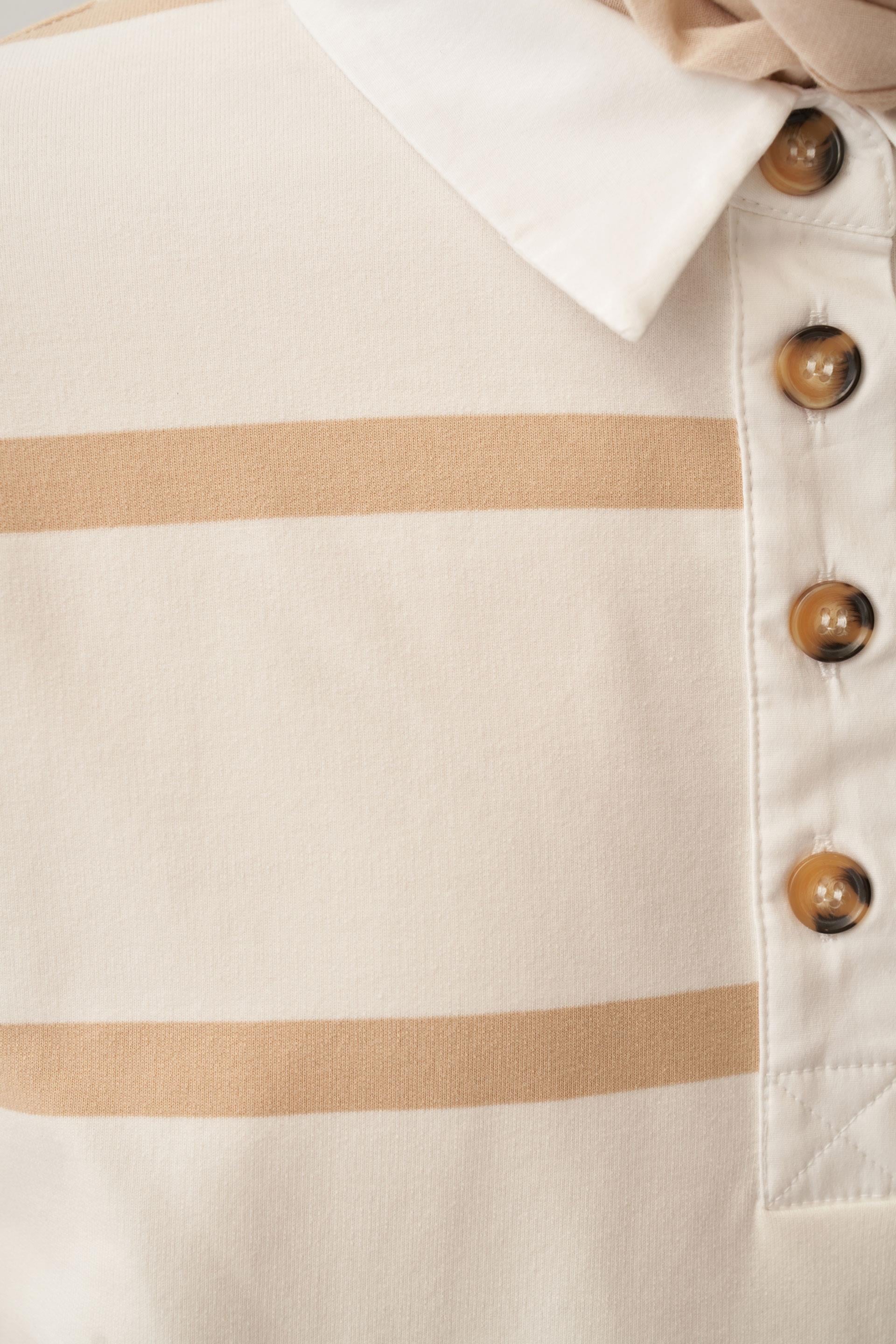 Bej-Ekru-GÖMLEK GARNİLİ ÇİZGİLİ SWEAT TUNİK