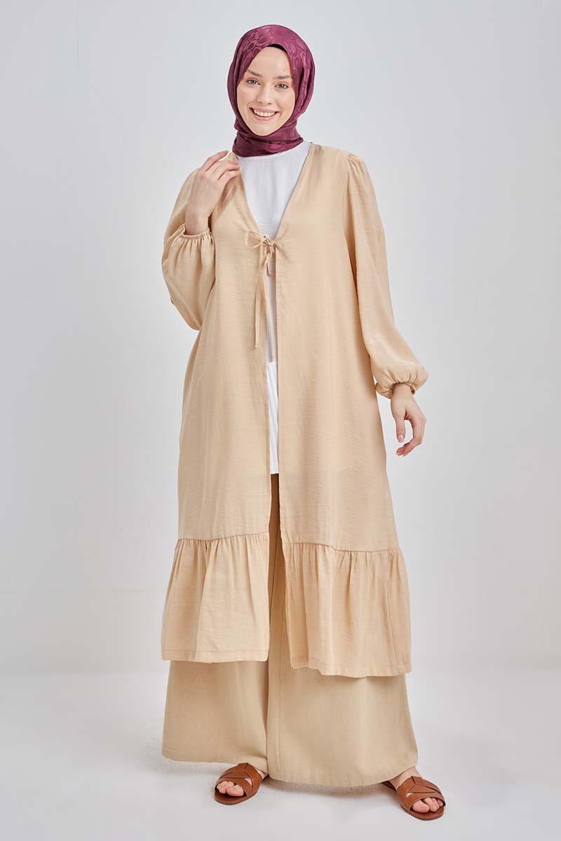 Eteği Pileli Modal Hırka