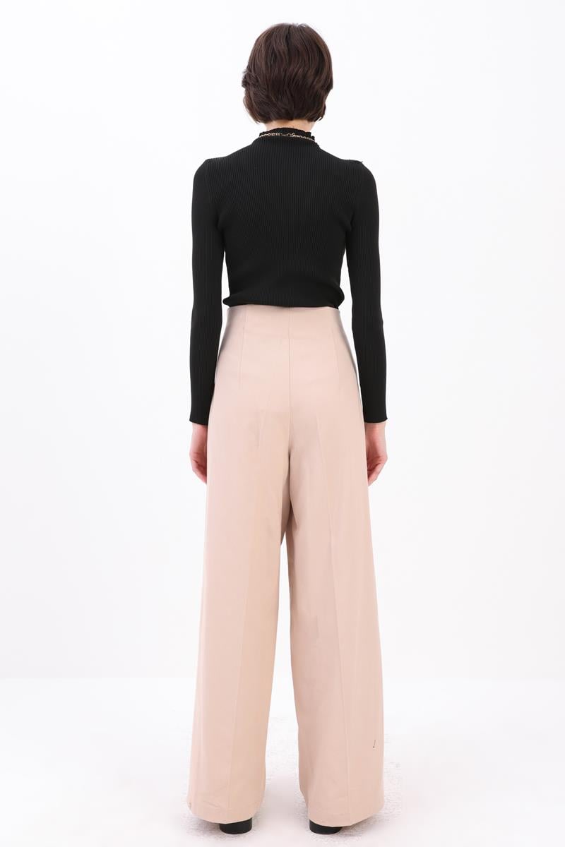 Wide Leg Side Zipper Pants