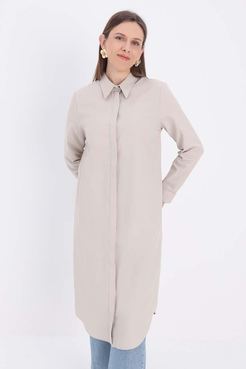 Hidden Button Long Shirt