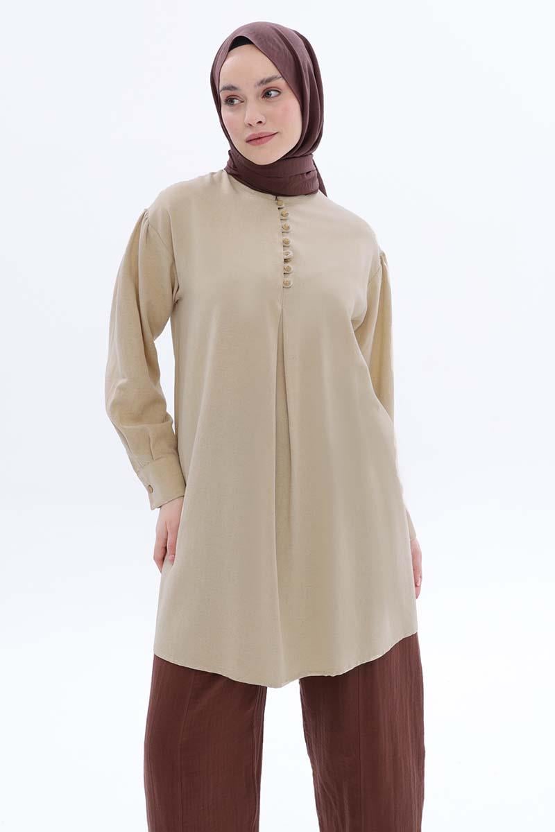 Linen Tunic With Judge Collar