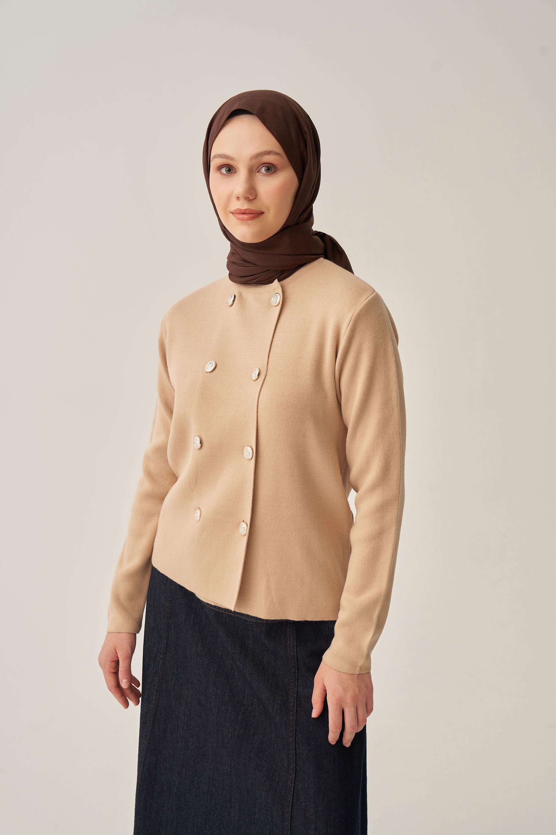 Bej-Kısa Form Şık Ceket