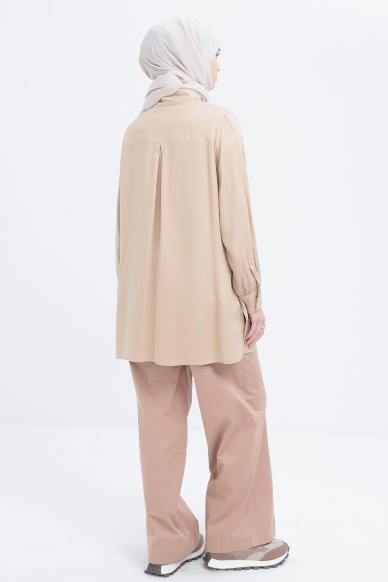 Bej-Önü Rüzgarlıklı Gömlek
