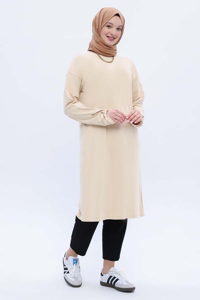 Cotton Tunic with Back Slits And Epaulettes