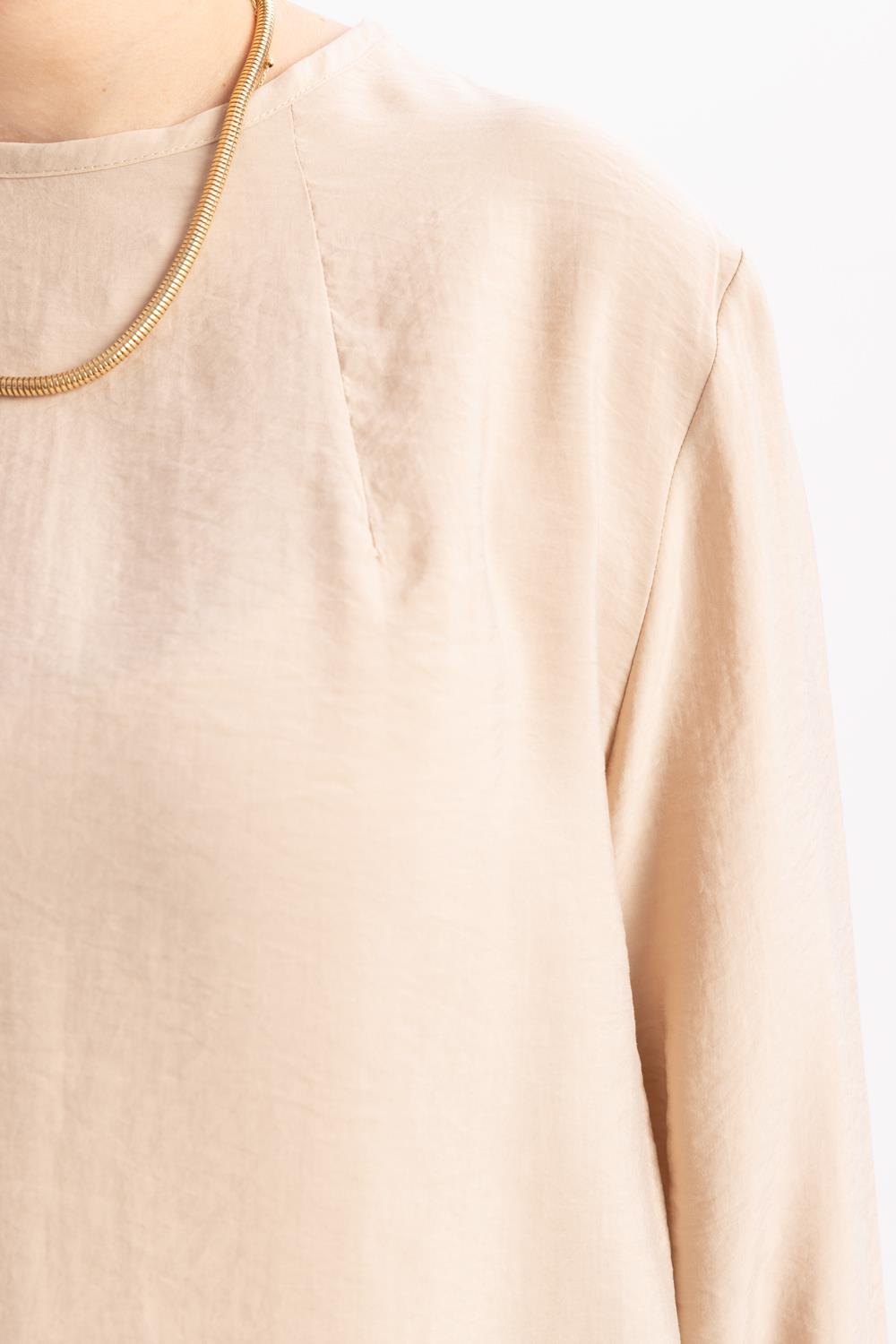 Bej-Pens Detaylı Modal Tunik