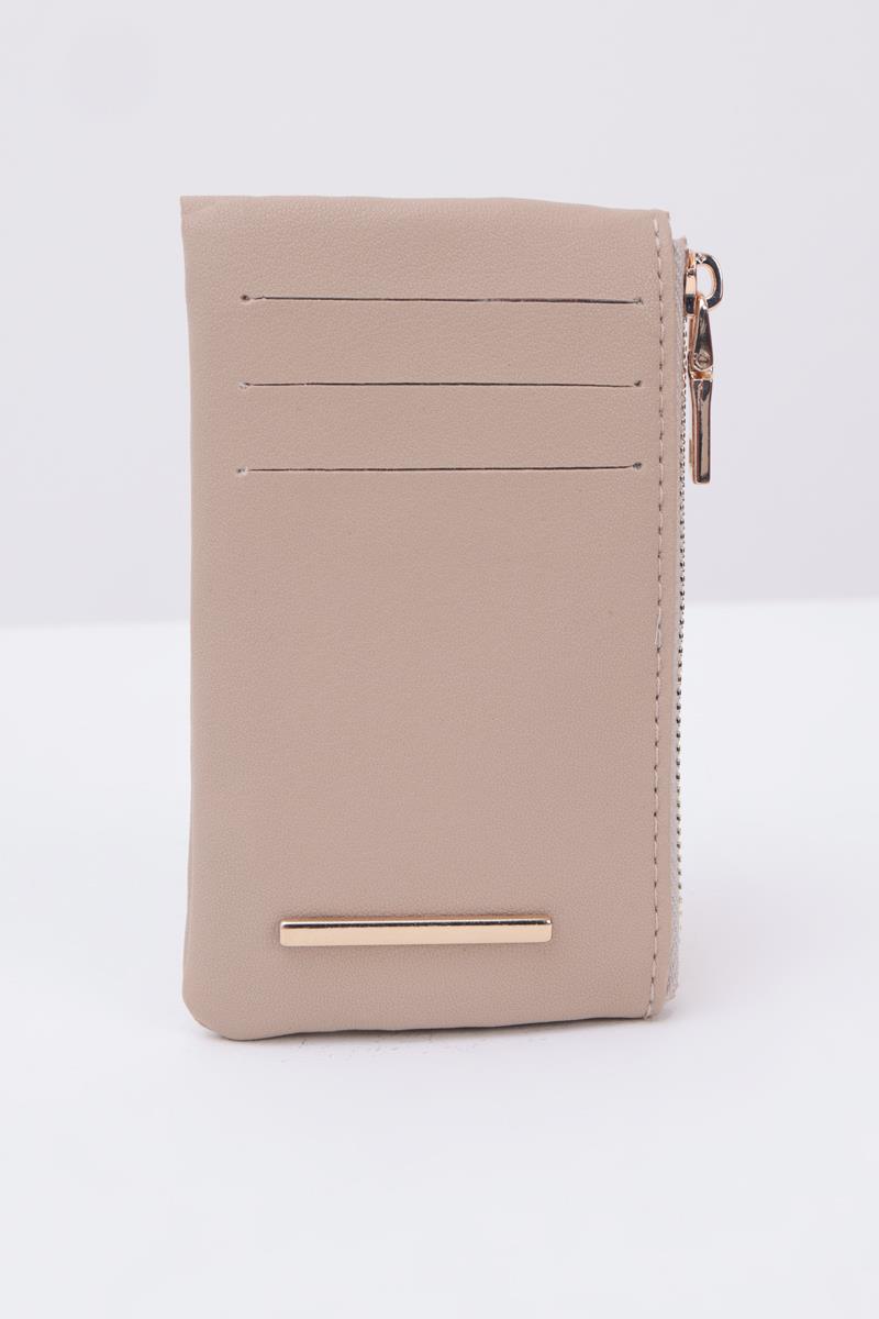 Suni Deri Fermuar Detaylı Kartlık