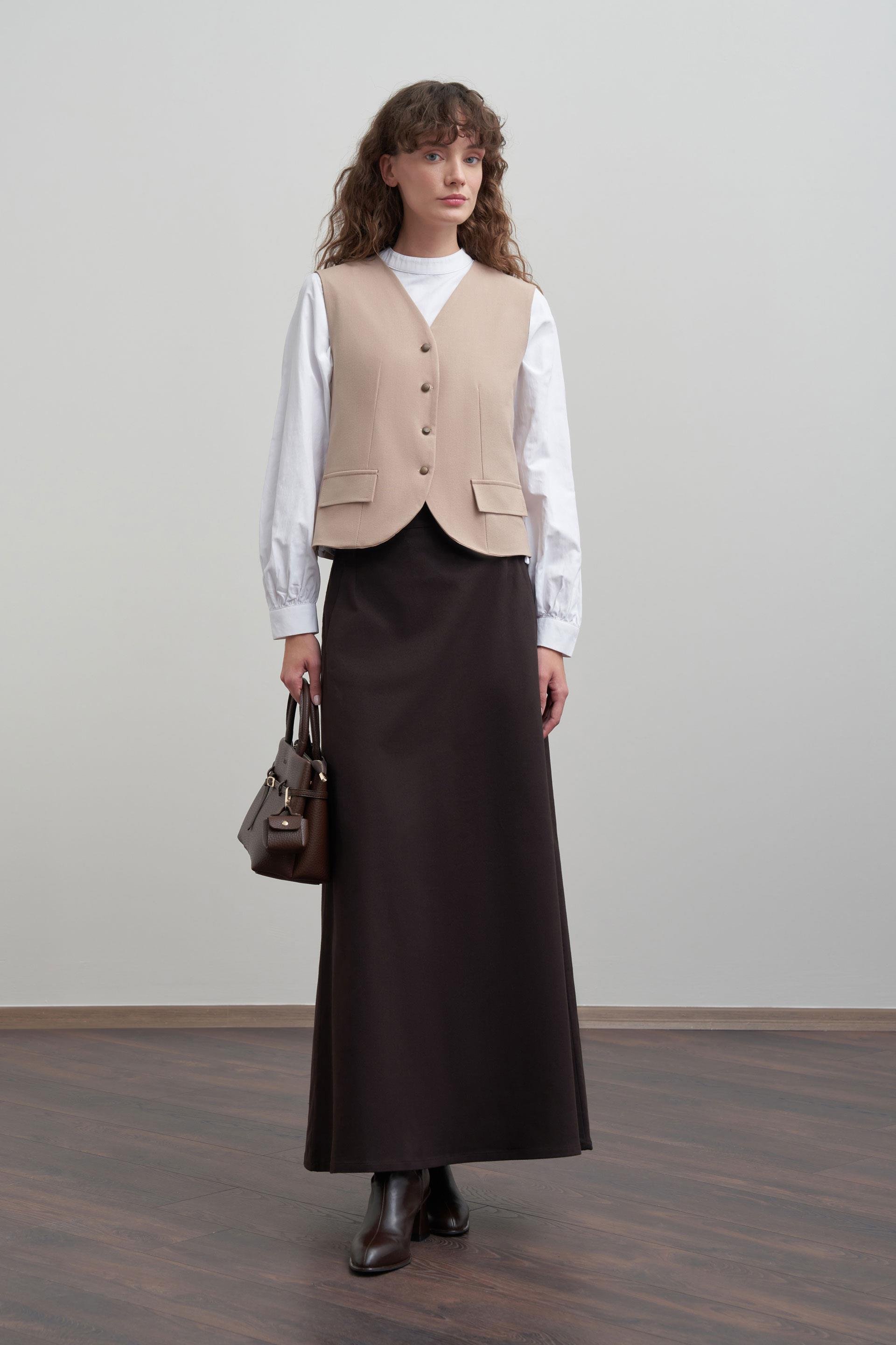 Bej-V Yaka Polyviscon Yelek