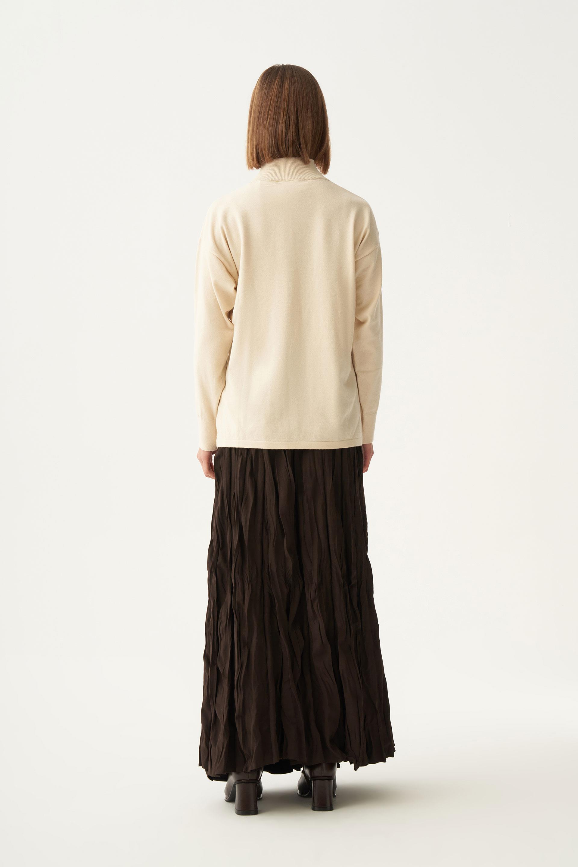 Bej-Yarım Balıkçı Kolsuz Kazak