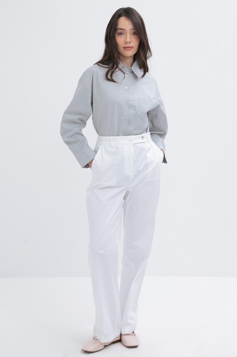 Beyaz-Boru Paça Pantolon