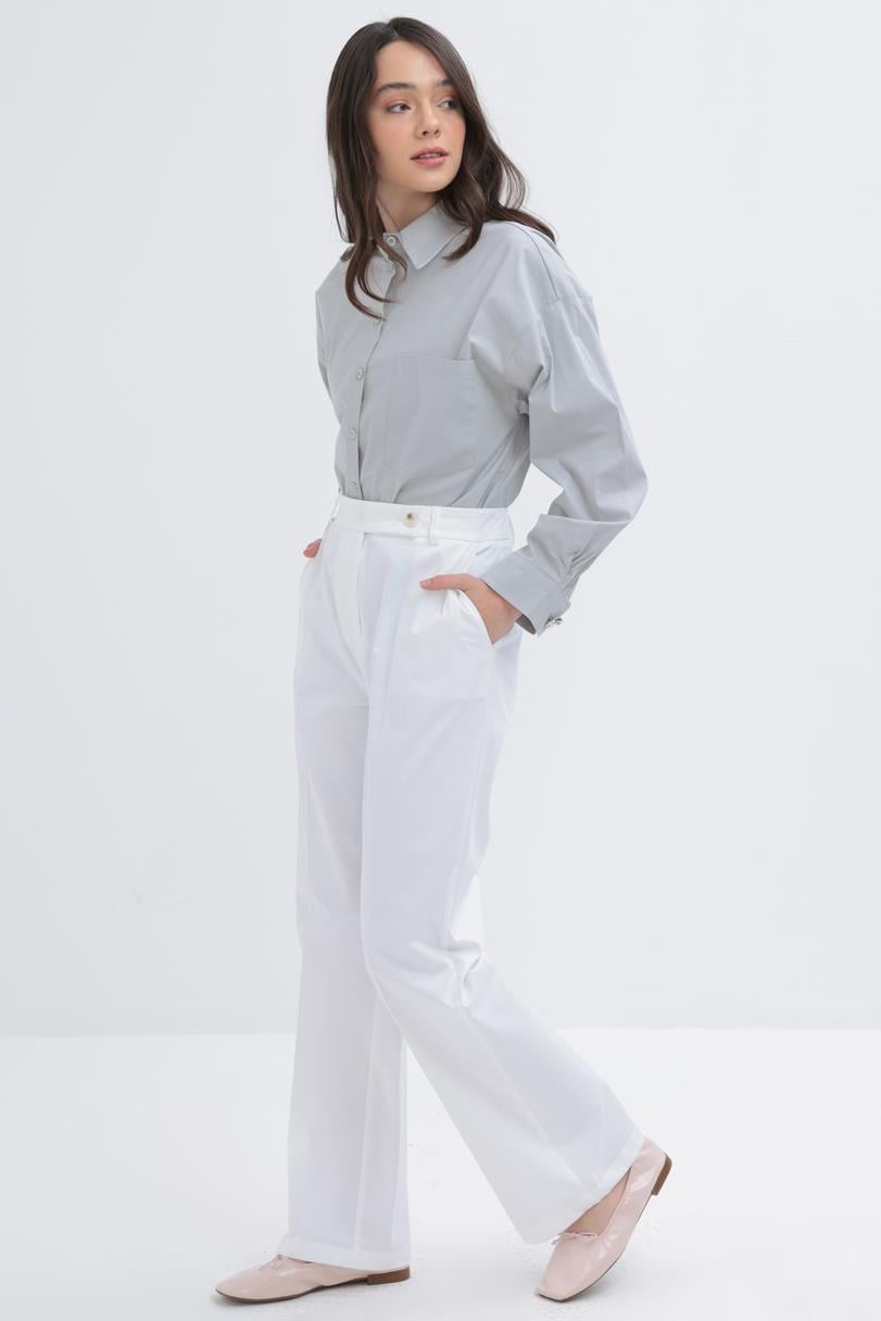 Beyaz-Boru Paça Pantolon