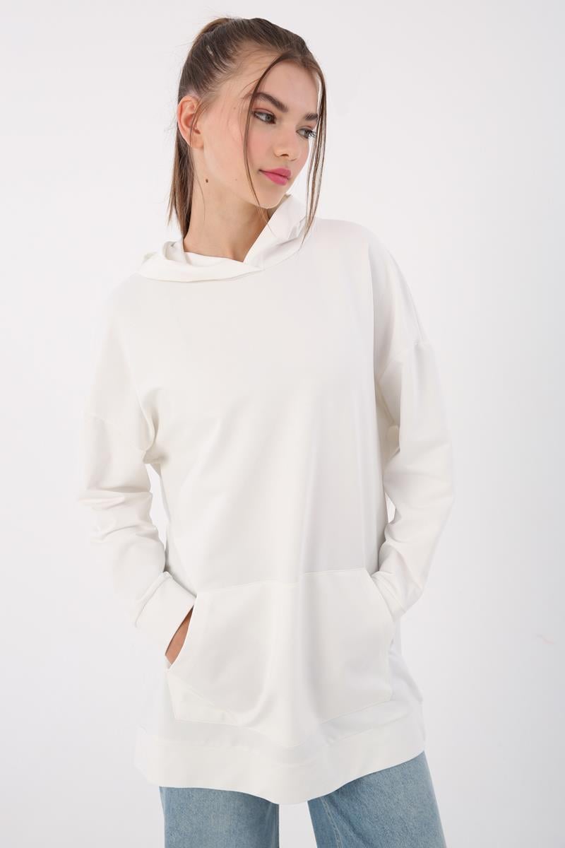 Kangaroo Pocket Hooded Sweatshirt Tunic