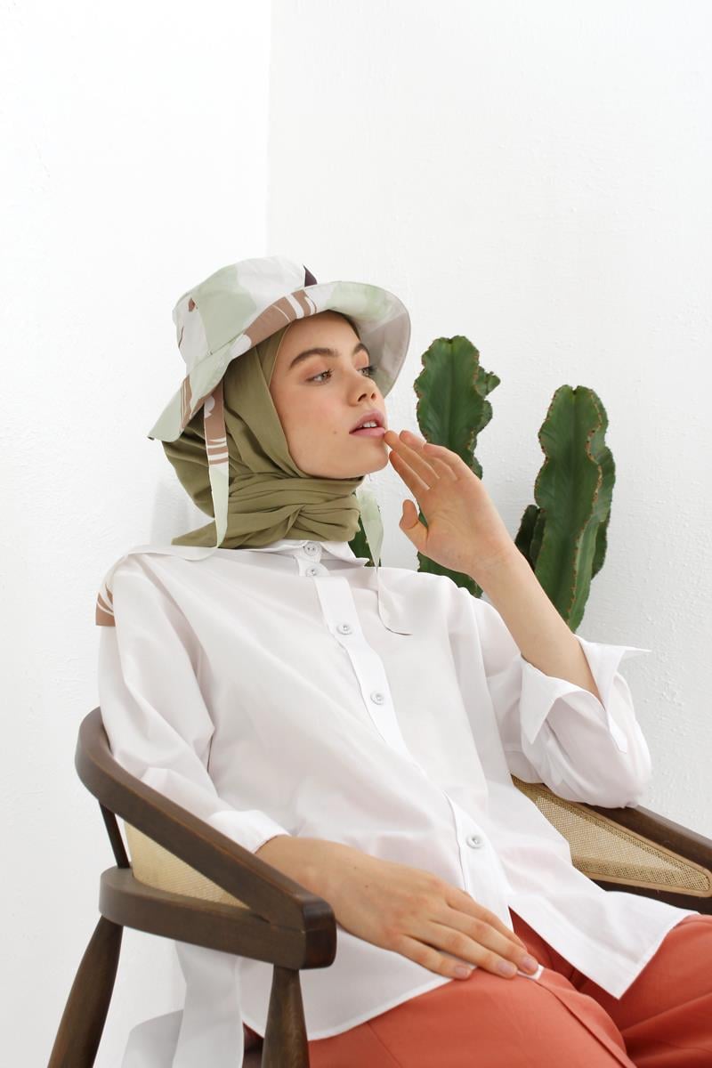 Kumaş Kaplamalı Düğmeli Oversize Gömlek