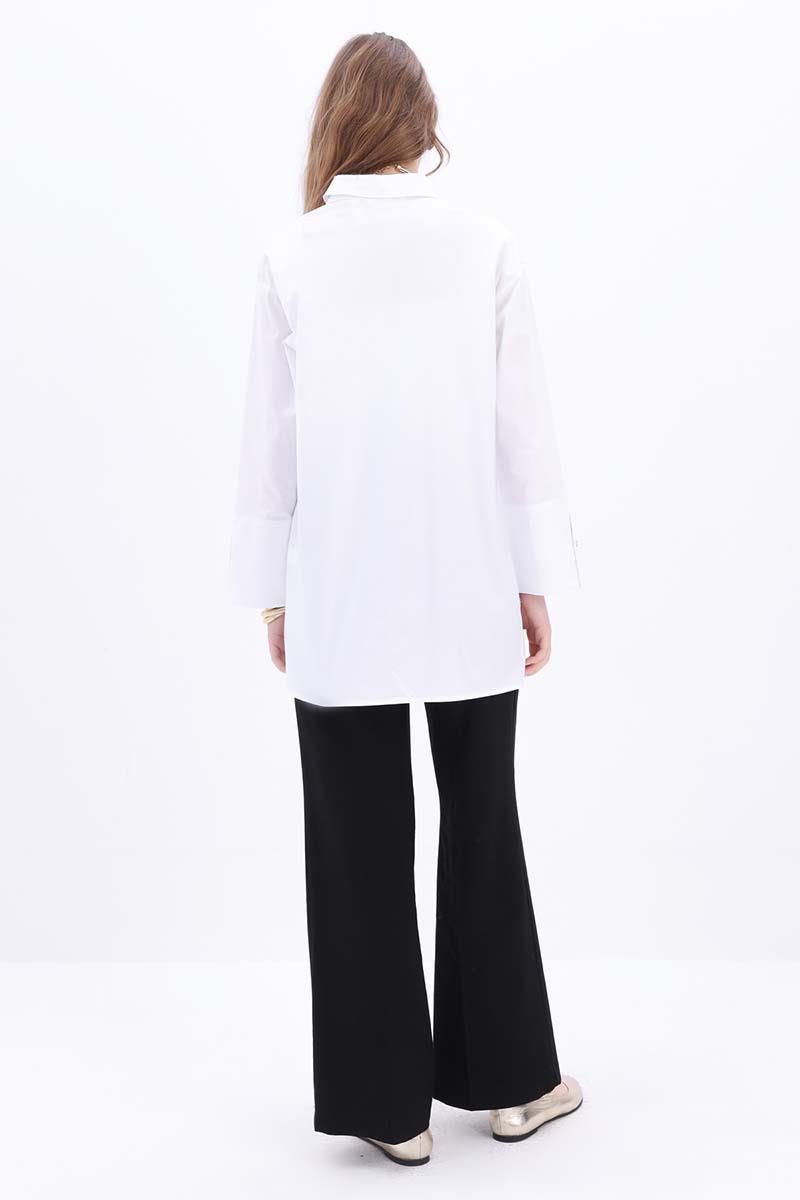 Cotton Pearl Buttoned Shirt Tunic