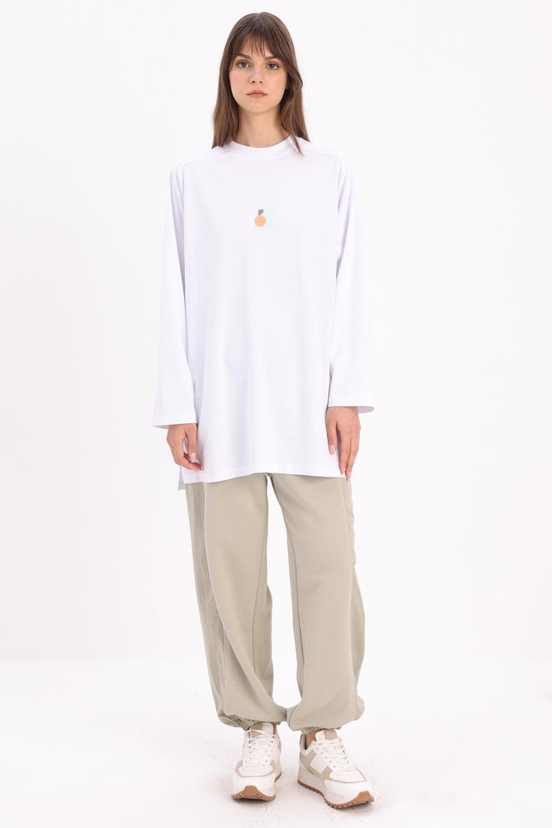 Pamuklu Nakışlı Sweatshirt