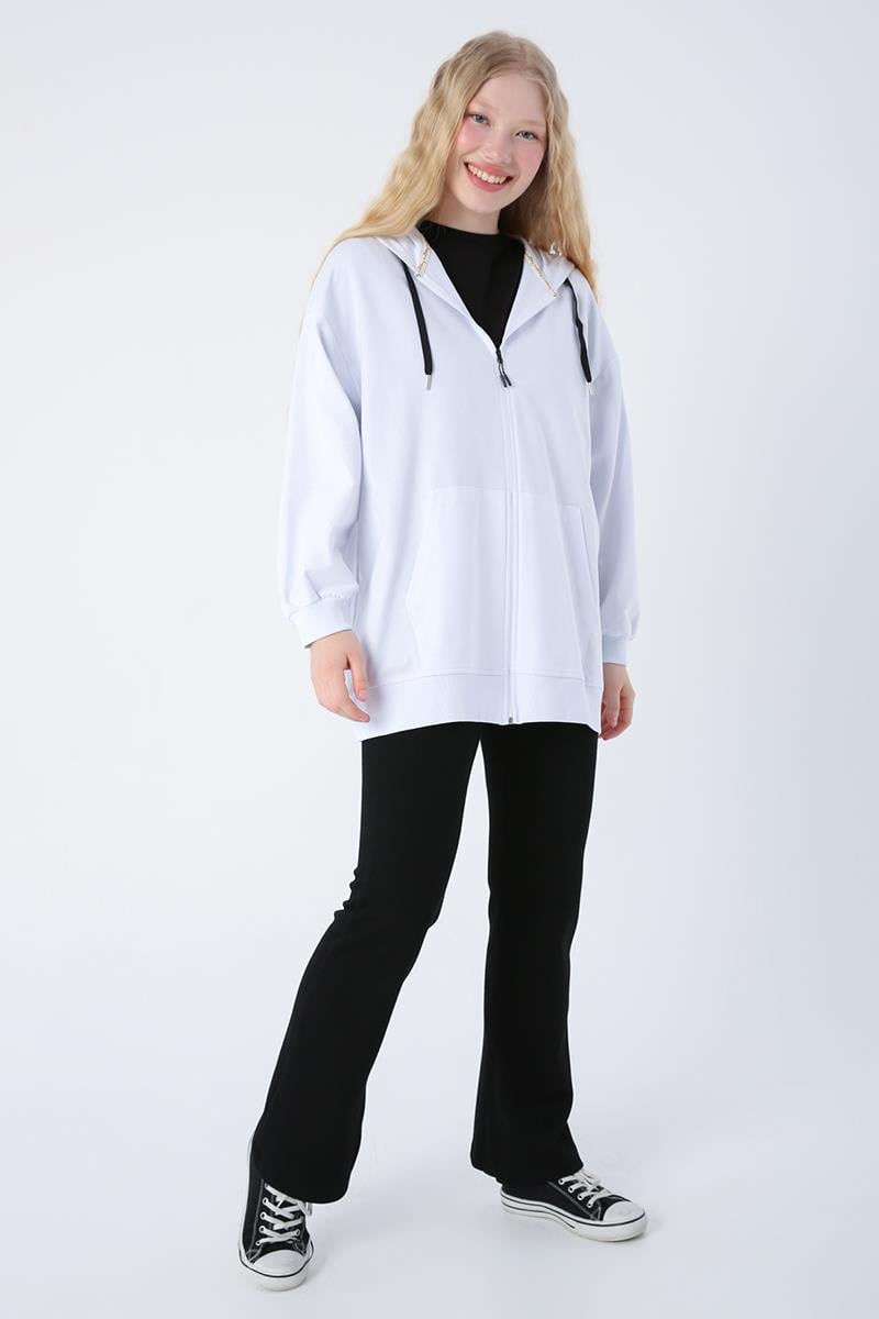 Pamuklu Oversize Kapüşonlu Sweat Hırka
