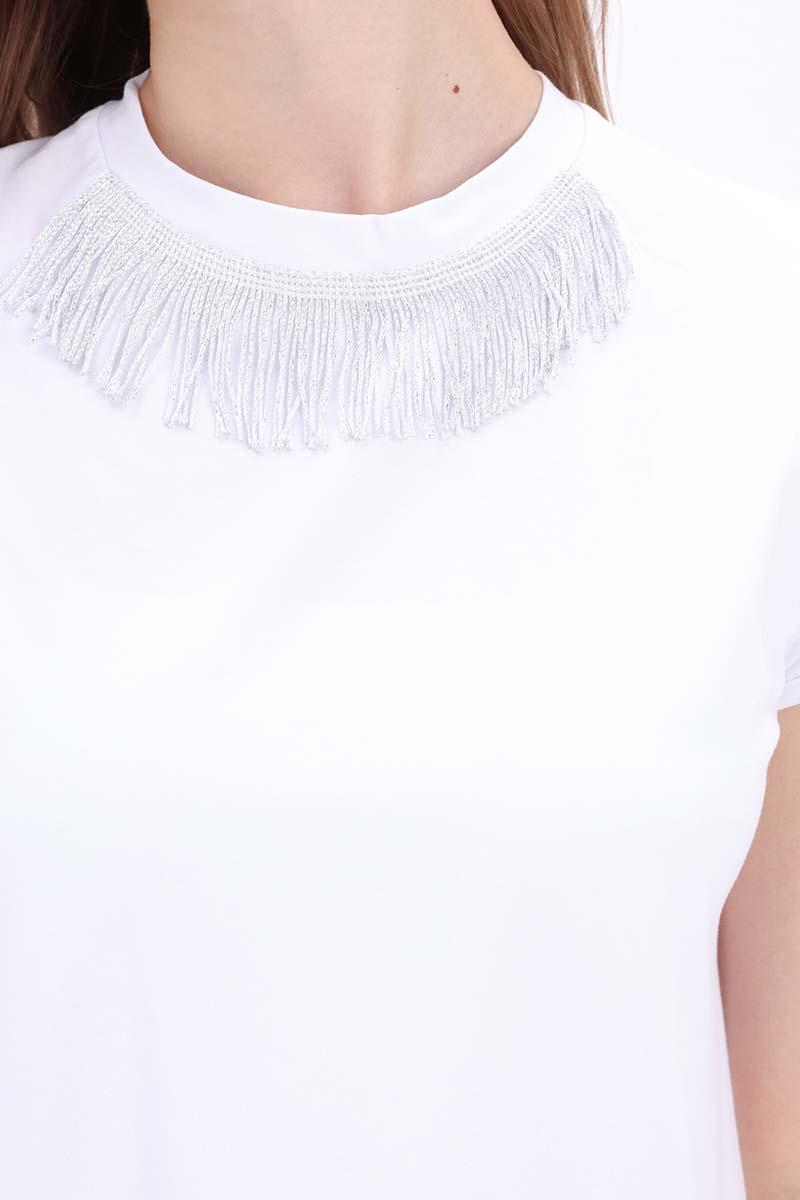 Pamuklu Püskül  Detaylı  Kısa Kollu T-shirt