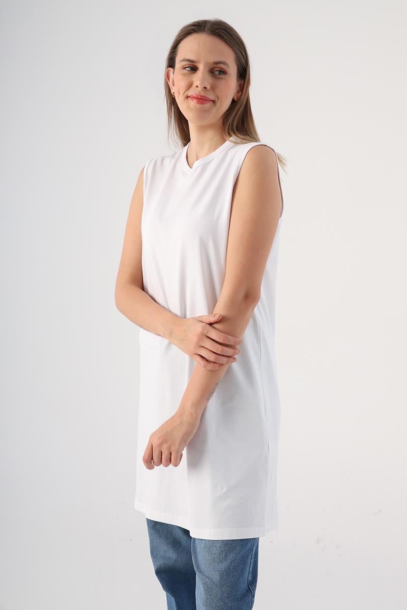 Cotton Collar Webbing Sleeveless Tunic