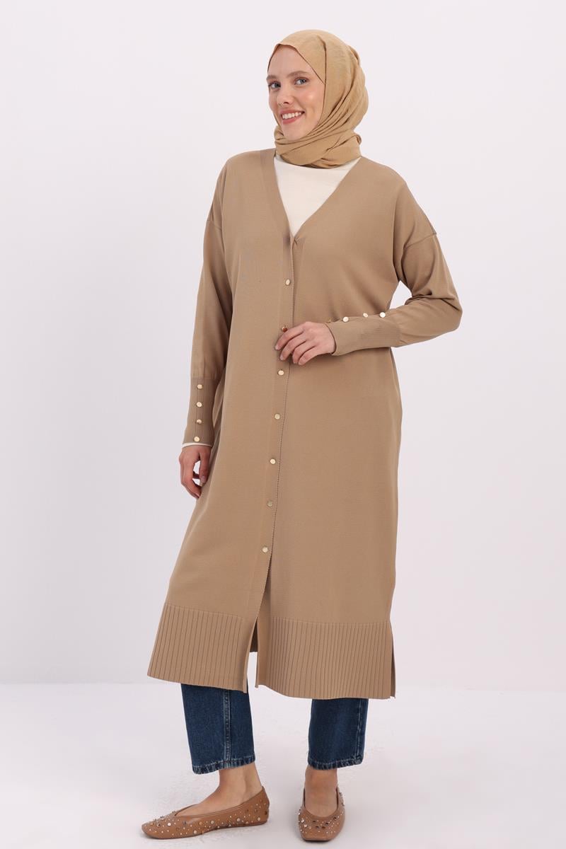 Bisküvi-Düğmeli Hırka