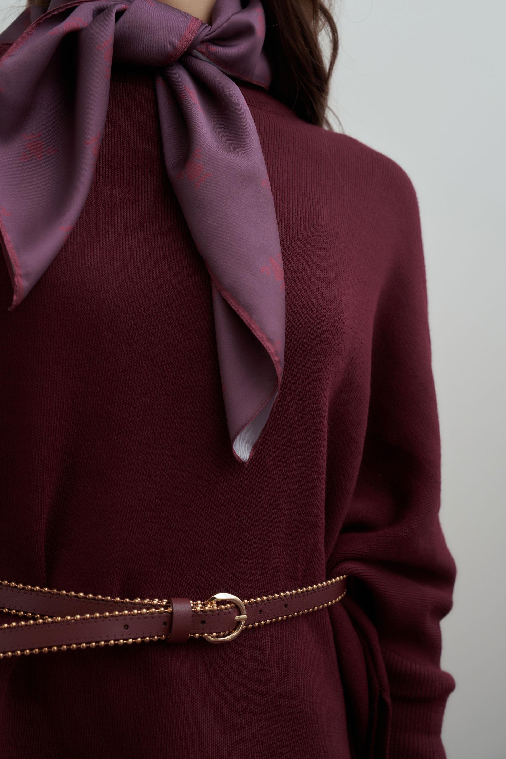 Bordo-Asimetrik Kesim Triko Kazak