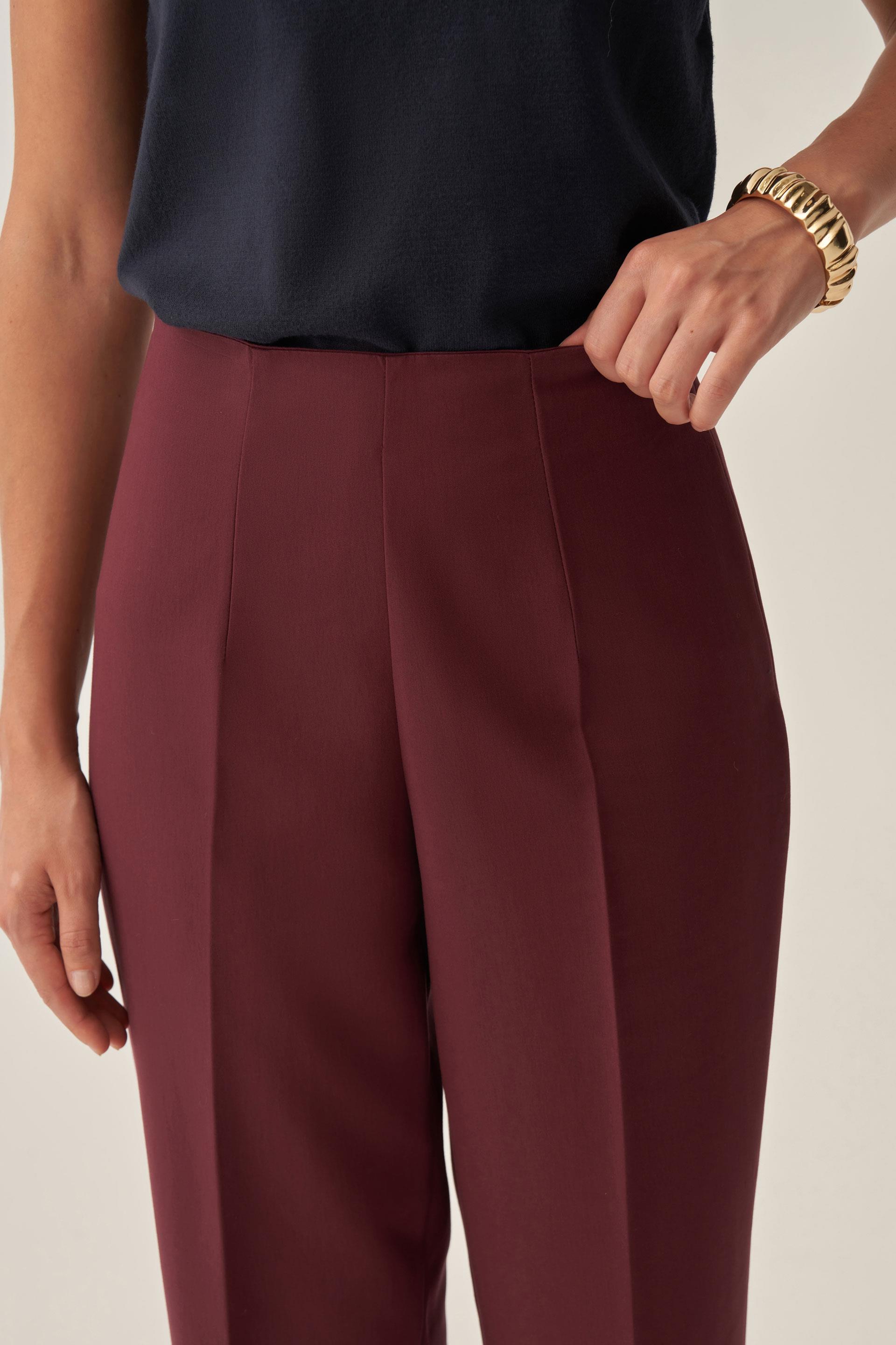 Bordo-Bilek Boy Double Paça İnterlok Pantolon